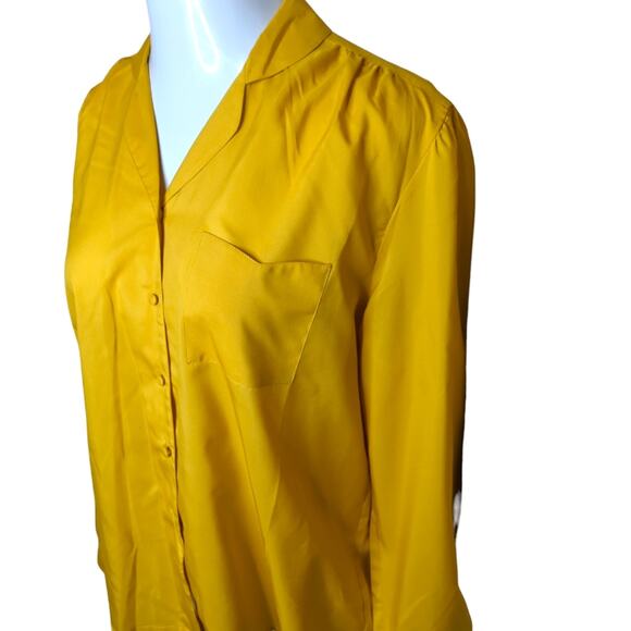 VINTAGE ANN CHABROL Mustard Yellow Button Up Blouse 18 K-Mart Modern Large - Picture 7 of 11